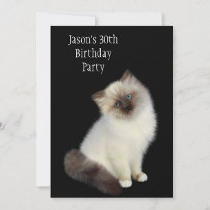 Invitación Fiesta de cumpleaños número 30 gato marrón y blanc
