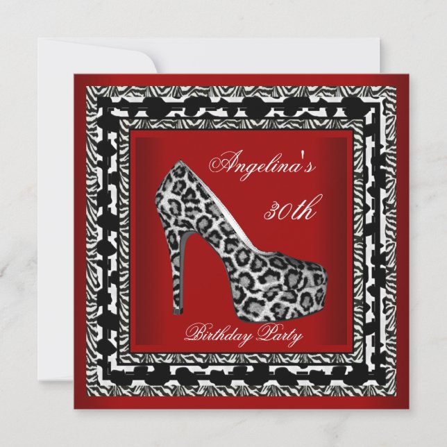Invitación Fiesta de cumpleaños número 30 Leopardo Salvaje Ne (Anverso)