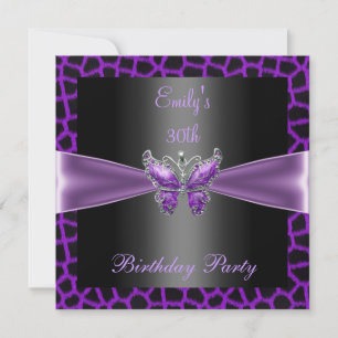 Invitación Fiesta de cumpleaños número 30 Mariposa Morado Mal