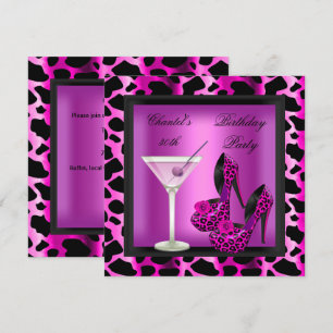 Invitación Fiesta de cumpleaños número 30 Martini Leopardo Ro