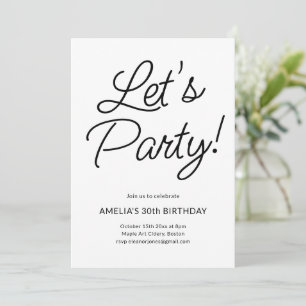 Invitación Fiesta de cumpleaños número 30 moderna minimalista