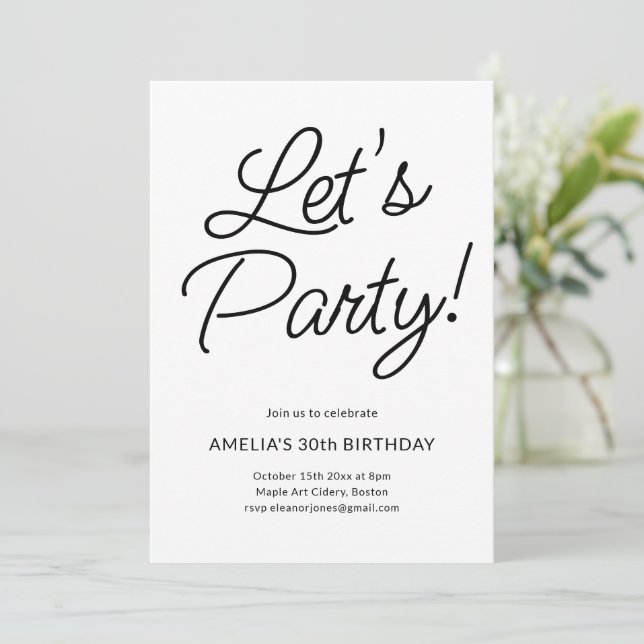 Invitación Fiesta de cumpleaños número 30 moderna minimalista (Anverso de pie)