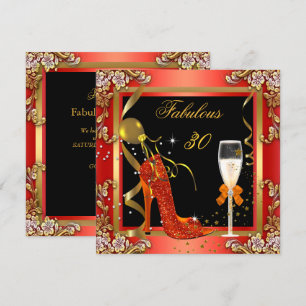 Invitación Fiesta de cumpleaños número 30 naranja oro fabulos