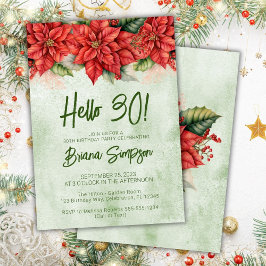Invitación Fiesta de cumpleaños número 30 Poinsettia de Navid