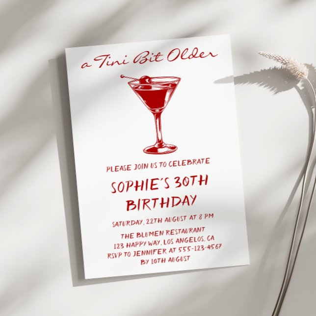 Invitación Fiesta de cumpleaños número 30 Red Martini A Tini  (Subido por el creador)