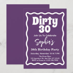 Invitación Fiesta de cumpleaños número 30 sucia curva ondulad