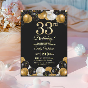 Invitación Fiesta de Cumpleaños número 33 con Brillantes de O