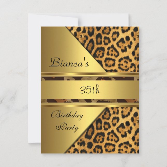 Invitación Fiesta de cumpleaños número 35 del Leopardo Dorado (Anverso)