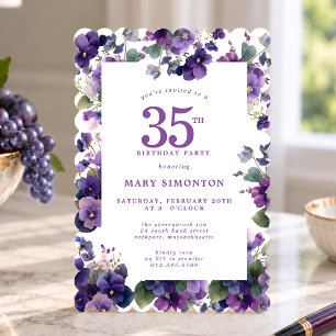 Invitación Fiesta de cumpleaños número 35 Flor de Violeta Mor