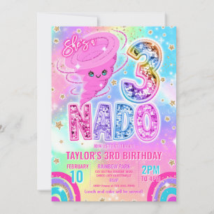 Invitación Fiesta de cumpleaños número 3 con Nado Arcoíris Br