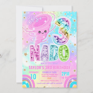 Invitación Fiesta de cumpleaños número 3 con Nado Arcoíris Br