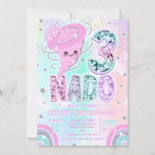 Invitación Fiesta de cumpleaños número 3 con Three Nado Rainb