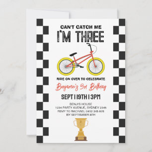 Invitación Fiesta de cumpleaños número 3 de bicicleta BMX