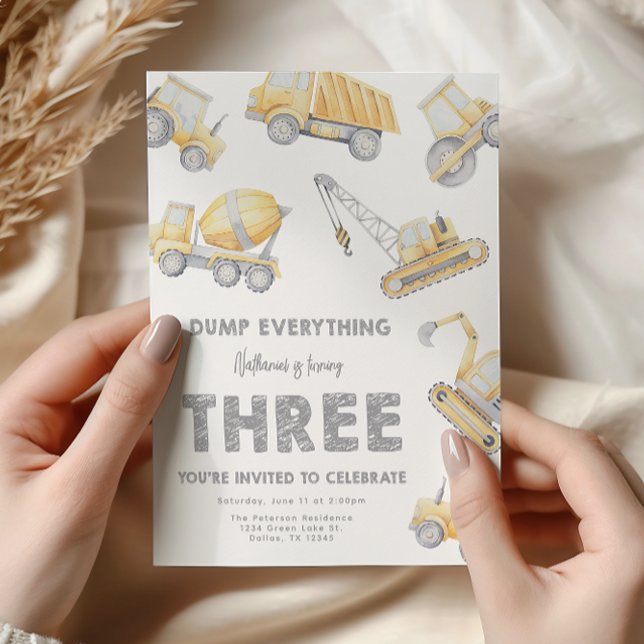 Invitación Fiesta de cumpleaños número 3 de Construcción (Subido por el creador)