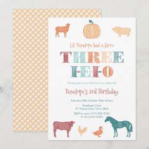 Invitación Fiesta de cumpleaños número 3 de la granja Terraco
