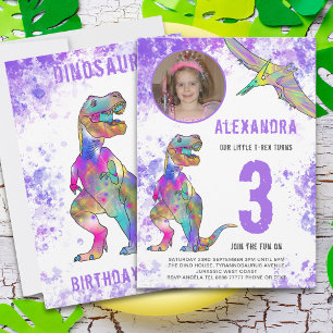 Invitación Fiesta de Cumpleaños número 3 de las Chicas Dinosa