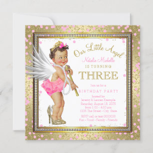 Invitación Fiesta de cumpleaños número 3 de las dulces angeli