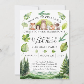 Invitación Fiesta de cumpleaños número 3 de Niño del Bosque 