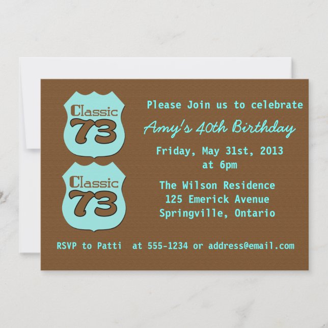 Invitación Fiesta de cumpleaños número 40 (Anverso)