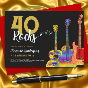 Invitación Fiesta de cumpleaños número 40 40 Rocks Guitarra