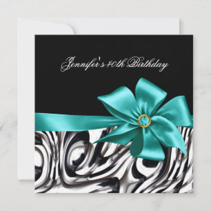 Invitación Fiesta de cumpleaños número 40 abstracto negro y b