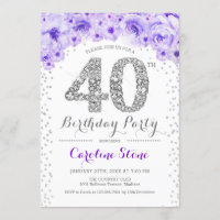 Fiesta de cumpleaños número 40 - Blanco Plata Púrp