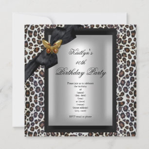 Invitación Fiesta de cumpleaños número 40 Cheetah Mariposa ne