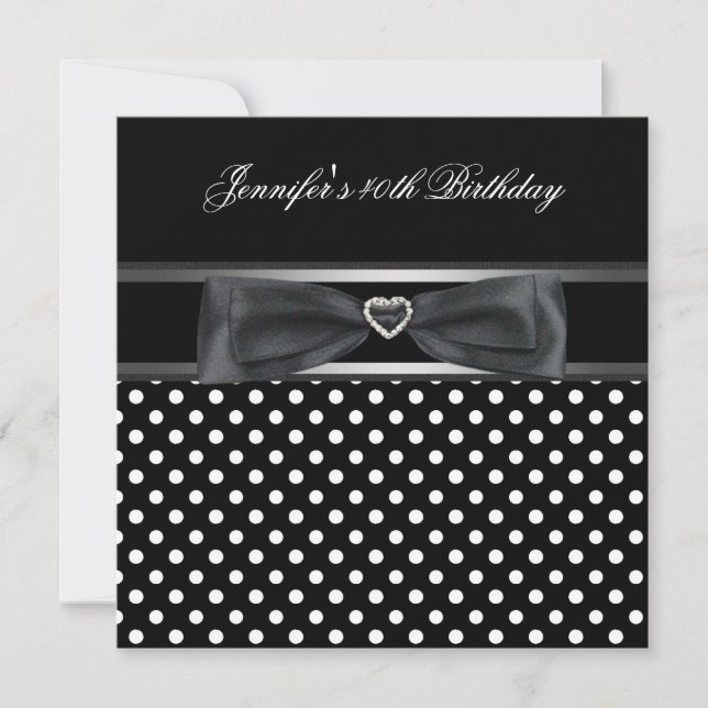 Invitación Fiesta de cumpleaños número 40 con diamante de pun (Anverso)