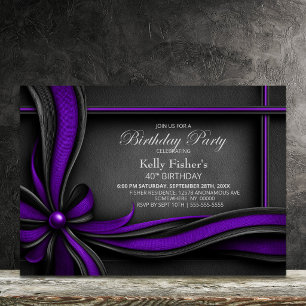 Invitación Fiesta de cumpleaños número 40 con lazo elegante m