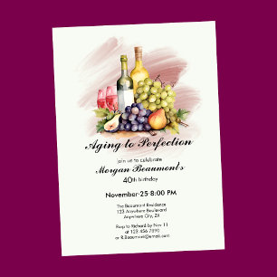 Invitación Fiesta de cumpleaños número 40 con tema de vino en