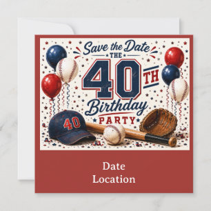 Invitación Fiesta de cumpleaños número 40 de béisbol
