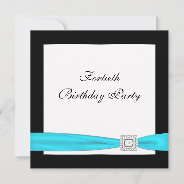 Invitación Fiesta de cumpleaños número 40 de clase azul teal  (Anverso)