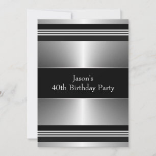Invitación Fiesta de cumpleaños número 40 de hombre de plata 