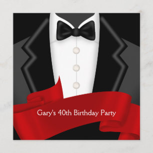 Invitación Fiesta de cumpleaños número 40 de hombre Esmoquin 
