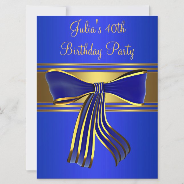 Invitación Fiesta de cumpleaños número 40 de mujer azul marin (Anverso)