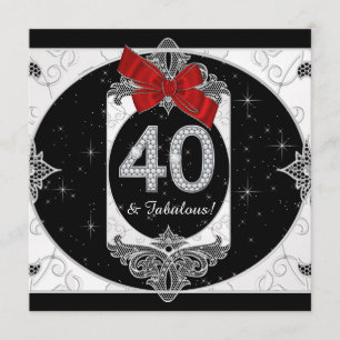 Invitación Fiesta de cumpleaños número 40 de mujer de rojo y