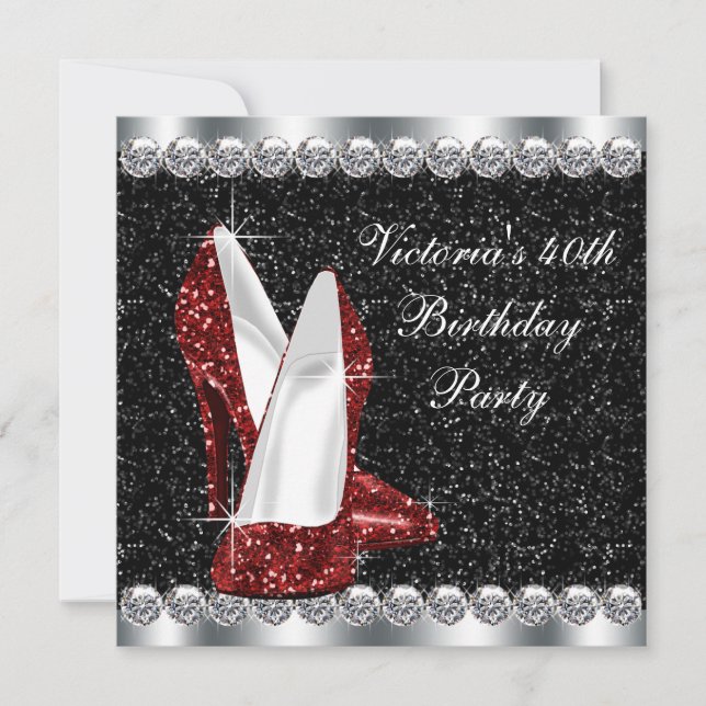 Invitación Fiesta de cumpleaños número 40 de mujer elegante r (Anverso)