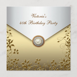 Invitación Fiesta de cumpleaños número 40 de mujer perla dora