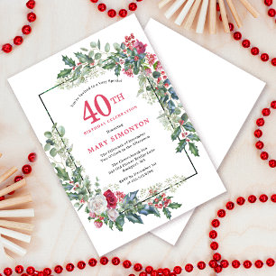 Invitación Fiesta de cumpleaños número 40 de Rosa Blanca Flor
