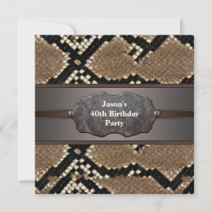 Invitación Fiesta de cumpleaños número 40 de Snakeskin Metal 