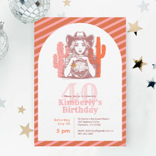 Invitación Fiesta de cumpleaños número 40 de vaquera con bola