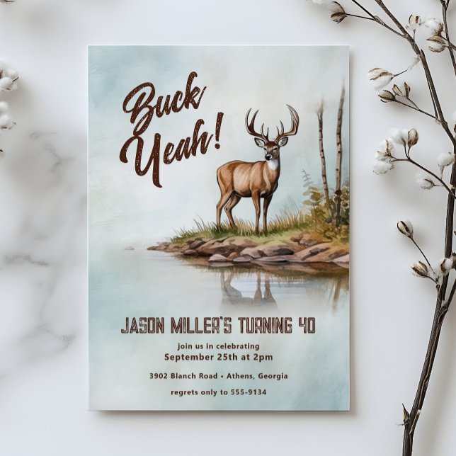 Invitación Fiesta de cumpleaños número 40 Deer Hunting Buck Y (Subido por el creador)