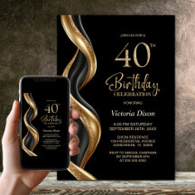 Fiesta de cumpleaños número 40 elegante en negro y