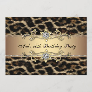 Invitación Fiesta de cumpleaños número 40 elegante leopardo d