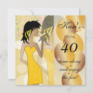Invitación Fiesta de Cumpleaños número 40 en un dorado amaril