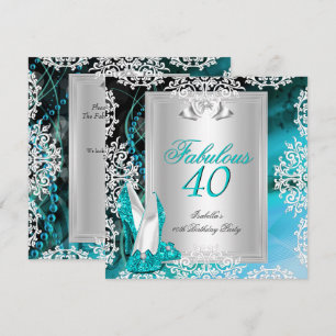 Invitación Fiesta de cumpleaños número 40 fabulosa Zapatos az