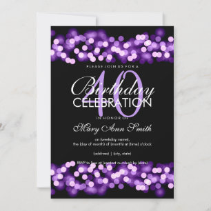Invitación Fiesta de cumpleaños número 40 Faux Purple Hollywo