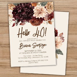 Invitación Fiesta de cumpleaños número 40 Flores marrones bei