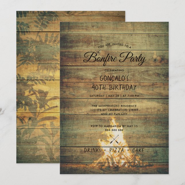 Invitación Fiesta de cumpleaños número 40 hombres celebración (Anverso / Reverso)