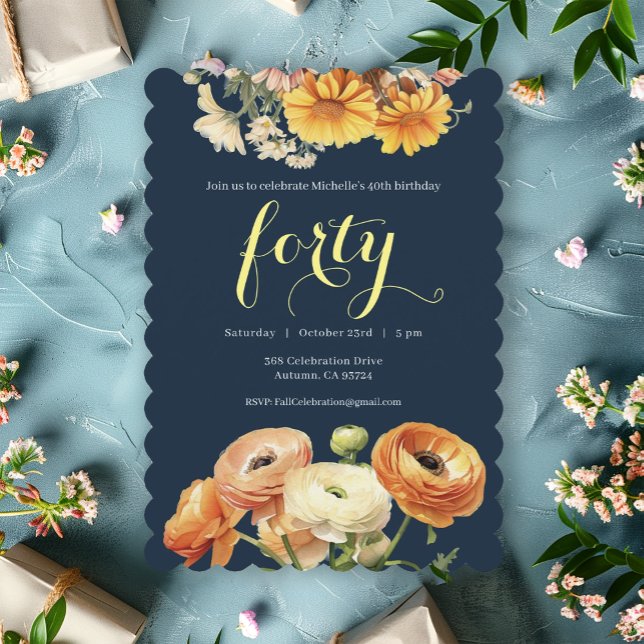 Invitación Fiesta de cumpleaños número 40 Jardín Botánico Flo (Subido por el creador)